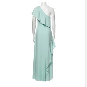 Halston one shoulder ice blue dress